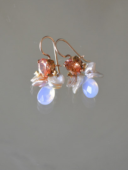 earrings Bee champagne coloured crystal